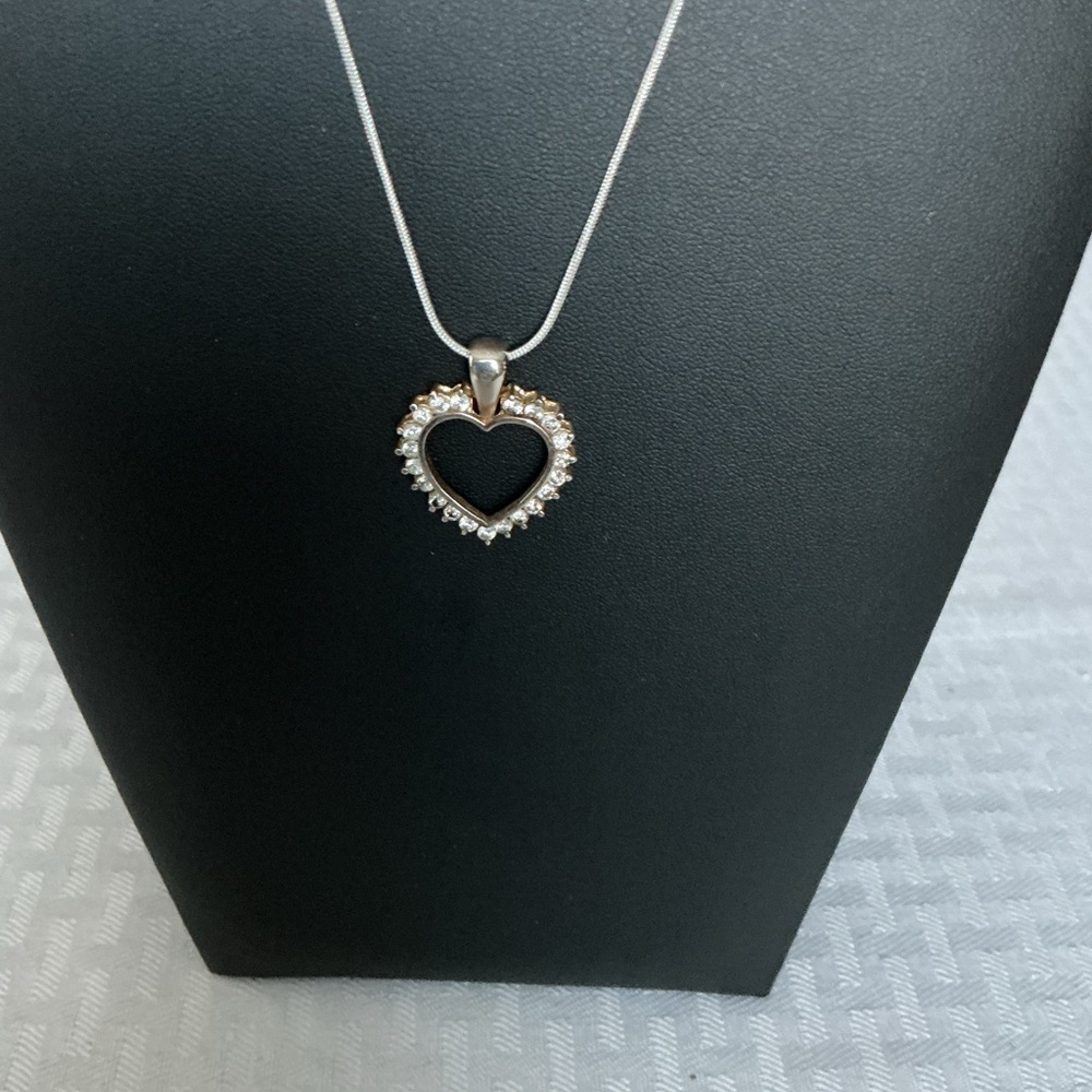 Heart Shaped Silver and Gold Tone Pendant Necklace - Picture 1 of 3